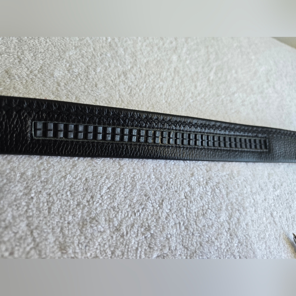 Burberry Black Belt with Silver and Gold Plaid Buckle - Picture 8 of 15